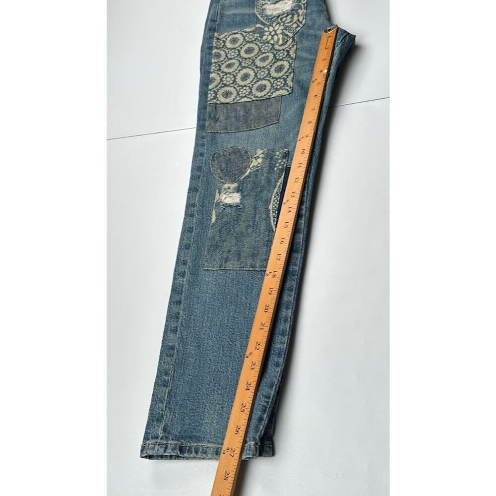 Anthropologie Pilcro Jeans Womens 25 Blue Borrower Patchwork Distressed Stretch - Picture 13 of 14